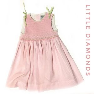 Little Diamonds SMOCKED Seersucker DRESS size 18 m